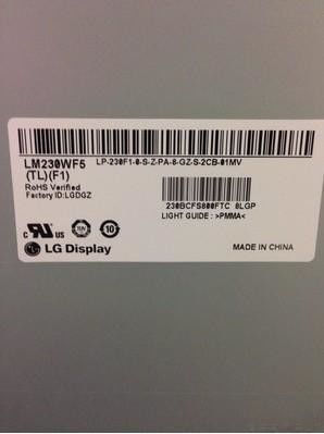 Квадрат Tft LM230WF5-TLF1 95PPI показывает 23,0&quot; водитель 250cd/M2 WLED